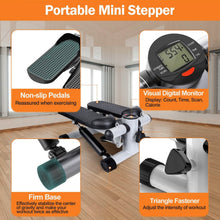 Load image into Gallery viewer, Mini Fitness Stepper with 2 Resistance Bands LCD Monitor