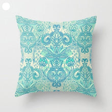 Load image into Gallery viewer, Mint Green Cushion Cover Pillowslip Home Supplies Decorative Fresh Mint Green Gray Watercolour Stripes Generic Solid Decorative Bedroom Pillow Cases Covers Pillow Case Simple Living Room