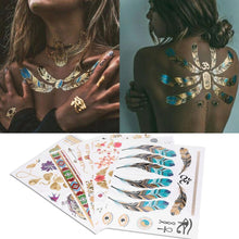Load image into Gallery viewer, Mixed Colorful Metallic Flash Womens Tattoos Sticker Golden Silver Waterproof Temporary Disposable Tattoo