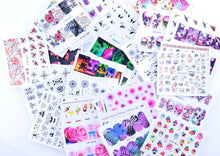 Load image into Gallery viewer, Mixed Designs Water Nail Stickers Decals Dream Catcher Transfer Tip Watermark Flora Painting Slider Manicure Decoration Girls Manicure Decoration Nail Art Supplies 3D Self-Adhesive Nail Decals Designer Nail Stickers for Acrylic Nails