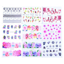 Load image into Gallery viewer, Mixed Designs Water Nail Stickers Decals Dream Catcher Transfer Tip Watermark Flora Painting Slider Manicure Decoration Girls Manicure Decoration Nail Art Supplies 3D Self-Adhesive Nail Decals Designer Nail Stickers for Acrylic Nails