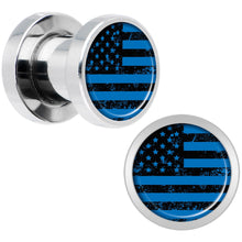 Load image into Gallery viewer, Blue American Flag Steel Screw Fit Plug Set 2G