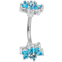 Load image into Gallery viewer, Clear Aqua Gem Double Star Reversible Double Mount Belly Ring