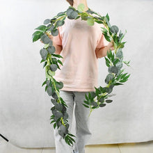 Load image into Gallery viewer, Modern Artificial Green Eucalyptus Leaves Garland Wisteria Rattan Fake Decor Silk Leaf Vines For Wedding Birthday Party Decor