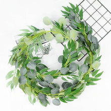 Load image into Gallery viewer, Modern Artificial Green Eucalyptus Leaves Garland Wisteria Rattan Fake Decor Silk Leaf Vines For Wedding Birthday Party Decor