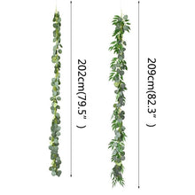 Load image into Gallery viewer, Modern Artificial Green Eucalyptus Leaves Garland Wisteria Rattan Fake Decor Silk Leaf Vines For Wedding Birthday Party Decor