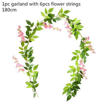 Load image into Gallery viewer, Modern Artificial Green Eucalyptus Leaves Garland Wisteria Rattan Fake Decor Silk Leaf Vines For Wedding Birthday Party Decor