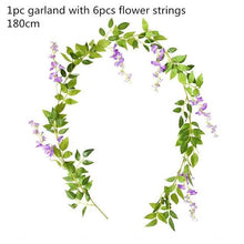 Load image into Gallery viewer, Modern Artificial Green Eucalyptus Leaves Garland Wisteria Rattan Fake Decor Silk Leaf Vines For Wedding Birthday Party Decor
