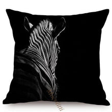 Load image into Gallery viewer, Modern Black And White Animals Portrait Photography Of Lion Zebra Elephant Tiger Pattern Sofa Pillow Cover Home Decor Square Cushions Cover 45x45cm