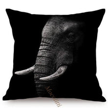 Load image into Gallery viewer, Modern Black And White Animals Portrait Photography Of Lion Zebra Elephant Tiger Pattern Sofa Pillow Cover Home Decor Square Cushions Cover 45x45cm