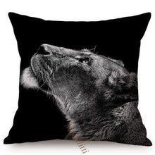 Load image into Gallery viewer, Modern Black And White Animals Portrait Photography Of Lion Zebra Elephant Tiger Pattern Sofa Pillow Cover Home Decor Square Cushions Cover 45x45cm