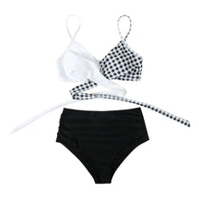 Load image into Gallery viewer, Modern Floral Bikini 2 Pieces Flower Print Bikini Set Women Crisscross High Waist String 2 Piece Bathing Suits High Waist Women's Swimsuit Shorts Solid Bikini Floral Summer Bikini Set