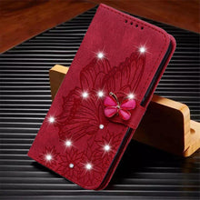 Load image into Gallery viewer, Modern Glitter Leather Flip Wallet Phone Case For iPhone 14 13 12 Pro Max 11 Shiny Green Butterfly Cover Glitter Flip Case Mobile Phone Case PU Leather Magnetic Case