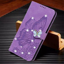 Load image into Gallery viewer, Modern Glitter Leather Flip Wallet Phone Case For iPhone 14 13 12 Pro Max 11 Shiny Green Butterfly Cover Glitter Flip Case Mobile Phone Case PU Leather Magnetic Case