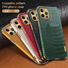 Load image into Gallery viewer, Modern Green Leather Case for iPhone 14 Pro Max Mini 13 11 Pro Max X XR XS Max 13 Mini Cases Luxury PU Leather Covers Luxury Cover Gold Edge for Women Girls Slim Leather Elegant Iphone Protective Cover