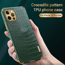 Load image into Gallery viewer, Modern Green Leather Case for iPhone 14 Pro Max Mini 13 11 Pro Max X XR XS Max 13 Mini Cases Luxury PU Leather Covers Luxury Cover Gold Edge for Women Girls Slim Leather Elegant Iphone Protective Cover