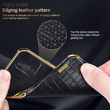 Load image into Gallery viewer, Modern Green Leather Case for iPhone 14 Pro Max Mini 13 11 Pro Max X XR XS Max 13 Mini Cases Luxury PU Leather Covers Luxury Cover Gold Edge for Women Girls Slim Leather Elegant Iphone Protective Cover