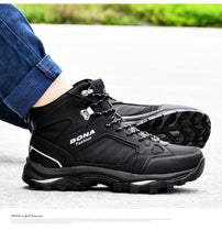 Load image into Gallery viewer, Modern Mens Boots Anti-Skidding Leather Shoes Popular Comfy Spring Autumn Men Shoes Short Plush Snow Boots Outdoor Warm Fur Lined Water Resistant Non Slip Mens Shoes