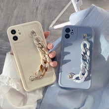 Load image into Gallery viewer, Modern Pure Color Sparkle Strap Luxury Classic Design Solid Color Chain Protective Cover Simple Wrist Chain Phone Case For iPhone 13 Pro Max XS MAX 14 Pro Max XR XS 7 8 Plus SE Soft Shell Cover For Iphone