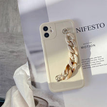 Load image into Gallery viewer, Modern Pure Color Sparkle Strap Luxury Classic Design Solid Color Chain Protective Cover Simple Wrist Chain Phone Case For iPhone 13 Pro Max XS MAX 14 Pro Max XR XS 7 8 Plus SE Soft Shell Cover For Iphone
