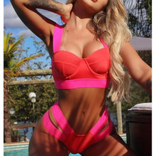 Load image into Gallery viewer, Modern Push Up Swimsuit Bikini Women's Push-up Bandage Bikini Swimsuits Swim Bottoms Women Swimwear Bathing Suit Padded Beach Swimming Suit Summer Fashion Suits
