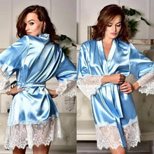Load image into Gallery viewer, Modern Silk Bathrobe For Women Elegant Soft Silk Nightwear Unique V-Neck Short Women's Fashion Bathrobes