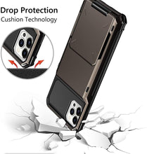 Load image into Gallery viewer, Modern Wallet Phone Case For iPhone 14 Plus 13 Pro 11 12 Pro Max XR X XS Max Card Holder Cover Wallet Case Armor Shockproof Case Heavy Duty Hard Back Soft Protective Phone Case For 4 Cards