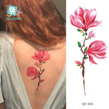 Load image into Gallery viewer, Modern Waterproof Red Flowers Tattoo Multi-Colored Stickers Back Waist Temporary Tattoo Luxury Style