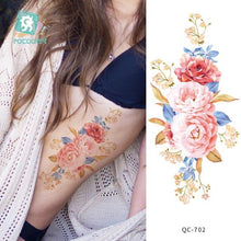 Load image into Gallery viewer, Modern Waterproof Red Flowers Tattoo Multi-Colored Stickers Back Waist Temporary Tattoo Luxury Style