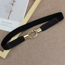 Load image into Gallery viewer, Modern Wide Fabric Strap Silver Metal Buckle Belts For Women Trendy Fashion Stretchable Classic Belts