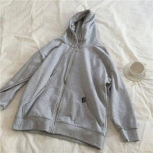 Load image into Gallery viewer, Modern With Hat Hoodies Women Kangaroo Pocket Casual Loose Solid Color Sweatshirt Female Fashion New Female Tops Sports Clothing Oversized Zip Hooded Sweatshirt Cotton Women Autumn Hoodie