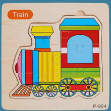 Load image into Gallery viewer, Montessori Games Baby Animals/traffic Kid's Cognition Puzzles Toys Wooden Cartoon Cognition Puzzle Toys Matching Education Game