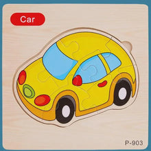 Load image into Gallery viewer, Montessori Games Baby Animals/traffic Kid's Cognition Puzzles Toys Wooden Cartoon Cognition Puzzle Toys Matching Education Game