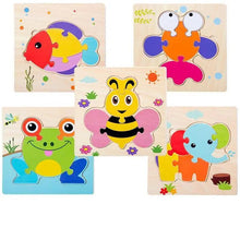 Load image into Gallery viewer, Montessori Games Baby Animals/traffic Kid's Cognition Puzzles Toys Wooden Cartoon Cognition Puzzle Toys Matching Education Game