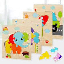 Load image into Gallery viewer, Montessori Games Baby Animals/traffic Kid's Cognition Puzzles Toys Wooden Cartoon Cognition Puzzle Toys Matching Education Game