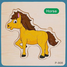 Load image into Gallery viewer, Montessori Games Baby Animals/traffic Kid's Cognition Puzzles Toys Wooden Cartoon Cognition Puzzle Toys Matching Education Game