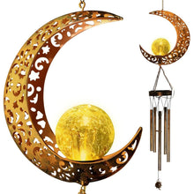 Load image into Gallery viewer, Moon Crackle Glass Ball Wind Chimes Solar Wind Chimes