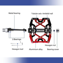 Load image into Gallery viewer, Mountain Bike 1 Pair Pedals Aluminum Alloy Cycling Bicycle Ultralight Wide Platform Anti-slip Pedal Bike Pedals Metal Bicycle Pedals Sealed Bearing Aluminum Alloy Mountain Bike Pedals Flat