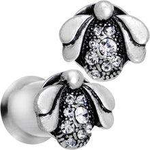 Load image into Gallery viewer, 0G Clear Gem Steel Allow Me Ladybug Double Flare Tunnel Plug Set