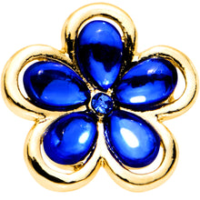 Load image into Gallery viewer, 16G 1/4 Blue Gem Gold PVD Flower Tragus Cartilage Earring