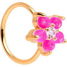 Load image into Gallery viewer, 20G Clear CZ Pink Faux Opal Rose Gold Tone Flower Circular Ring