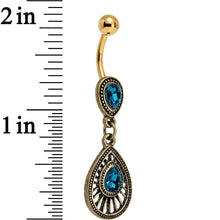 Load image into Gallery viewer, Navy Blue Gem Gold PVD Dewdrop Deco Dangle Belly Ring