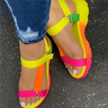 Load image into Gallery viewer, Multi Colors Casual Shoes Woman Flat Comfortable Sandals Female Light Sandals Flat Comfort Slip-On Elastic Ankle Strap Slingback Light Weight Casual Walking Sandals