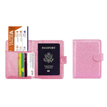 Load image into Gallery viewer, Multi Function Glitter Bling RFID Passport Organizer With CDC Vaccination Card Holder