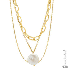 Load image into Gallery viewer, Multi Row Chain Necklace with Pearl Charm