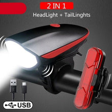 Load image into Gallery viewer, Multifunction Bicycle Light Ultra Bright With Electric 130dB Horn Bicycle Bell Bike Light Rainproof LED Bike Tail Light 2 Pack Bright Bicycle Rear Cycling Safety Flashlight Light Mode Options High Intensity Led Rear Light Fits On Any Bike