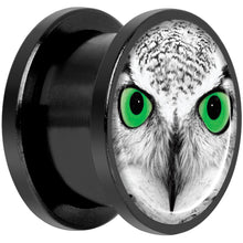 Load image into Gallery viewer, Black White Owl Black Anodized Screw Fit Plug Set 9/16