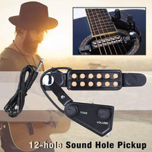 Load image into Gallery viewer, Music Tools 12-hole Acoustic Guitar Sound Hole Pickup Magnetic Transducer with Tone Volume Controller Audio Cable