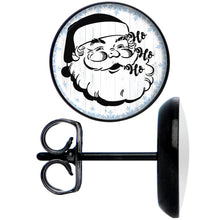 Load image into Gallery viewer, Christmas Retro Santa Ho Ho Ho Black Stud Earrings