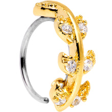 Load image into Gallery viewer, 20G Clear CZ Gem Gold Tone Leafy Seamless Circular Ring
